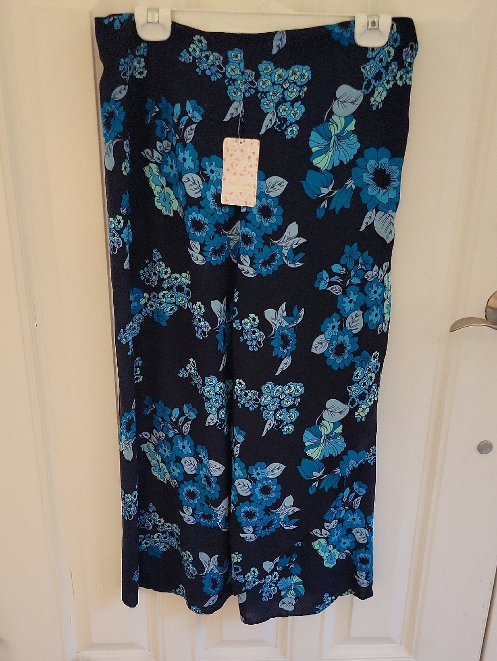 Free People Sunray Sarong Blue Green Flower Midi Skirt Size 10